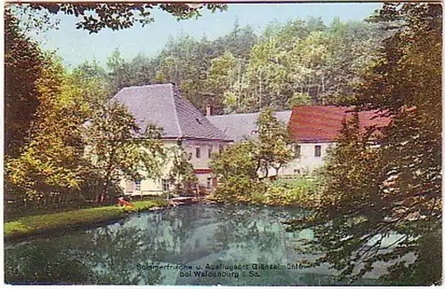 08836 Ak Ausflugsort Glänzelmühle bei Waldenburg 1928