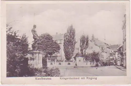 08832 Ak Kaufbeuren Monument guerrier avec Ringweg 1920