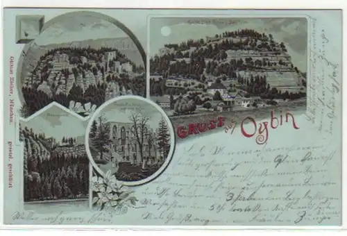 08823 Mondscheinkarte Gruss aus Oybin Sachsen 1898