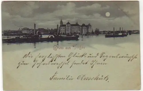08817 Mondscheinkarte Gruss aus Torgau 1898
