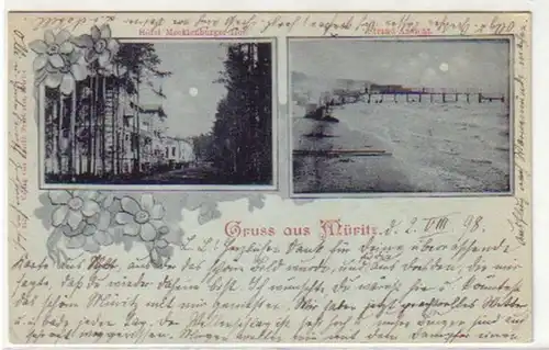 08814 Carte de la lune Salutation de Müritz Hotel 1898