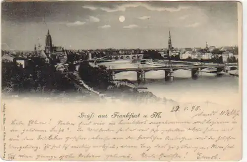 08807 Carte de la lune Salutation de Frannifurt a.M. 1898