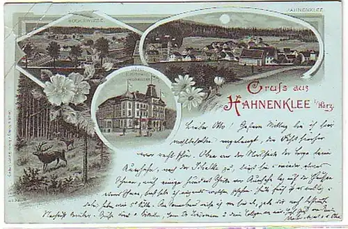 08800 Mondscheinkarte Gruß aus Hahnenklee 1899