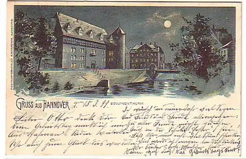 08797 Mondscheinkarte Gruß aus Hannover 1899