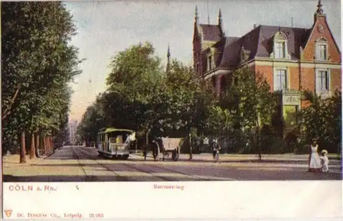 08795 Ak Cologne am Rhein Sachsenring avec tram 1900