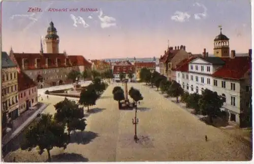 08792 Feldpost Ak Zeitz Altmarkt et Hôtel de ville 1917