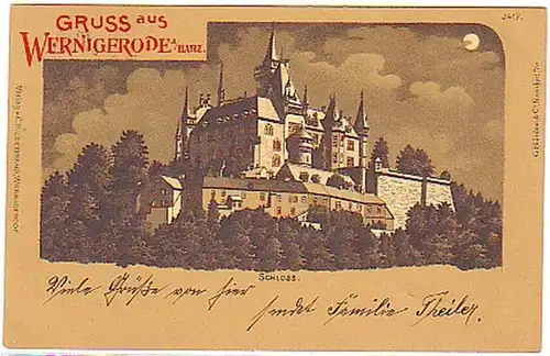 08789 Carte de la lune Salutation de Wernigerode 1908