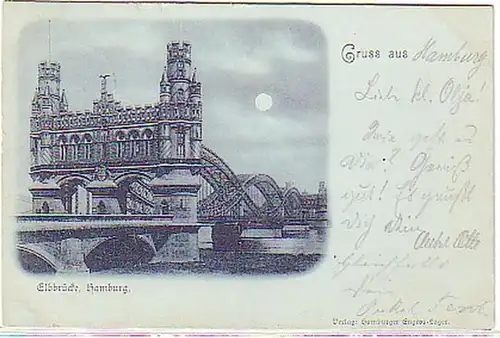 08788 Carte de la Lune Salutation de Hambourg Elbbrücke 1898