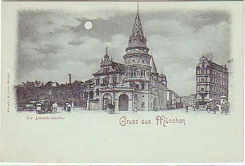08777 Mondscheinkarte Gruss aus München um 1900
