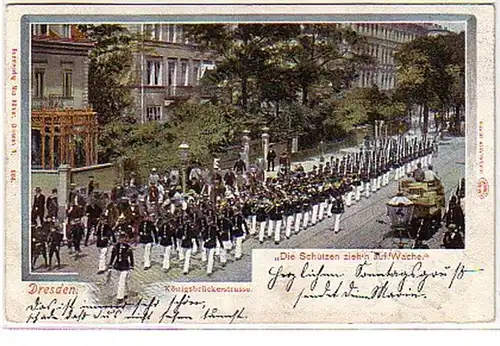 08764 Ak Dresden Wachaufzug Königsbrückerstrasse 1901