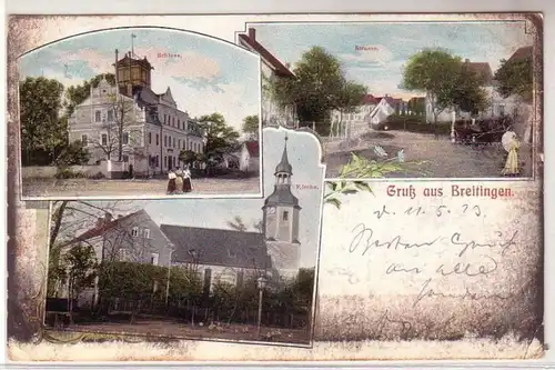 08762 Mehrbild Ak Gruss aus Breitingen Schloß, Straße, Kirche um 1920