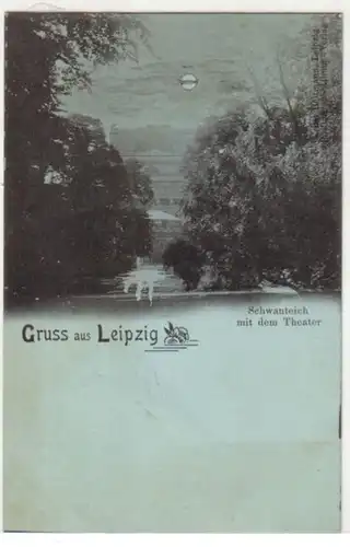 08744 Carte de la Lune Grey of Leipzig Théâtre 1900