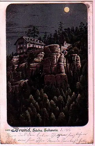 08741 Carte de clair de lune Brand Suisse saxonne 1900