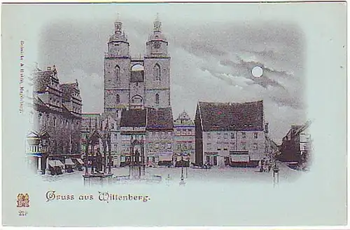 08733 Mondscheinkarte Gruß aus Wittenberg um 1900