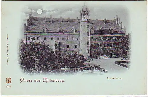 08732 Mondscheinkarte Gruß aus Wittenberg Lutherhaus