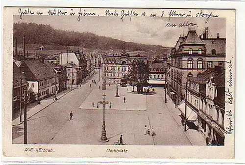 08730 Ak Aue im Erzgebirge Marktplatz 1917