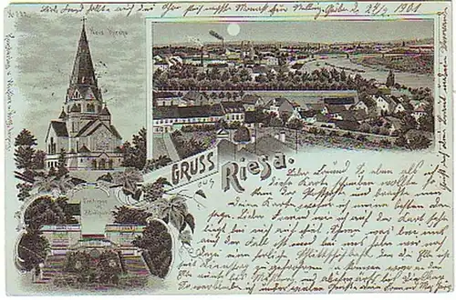 08721 Mondscheinkarte Gruss aus Riesa 1901