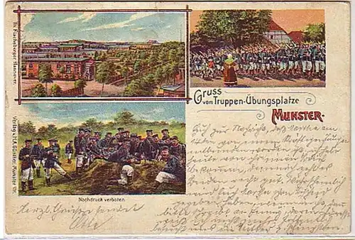 08718 Ak Gruß vom Truppen-Übungsplatz Munster 1906
