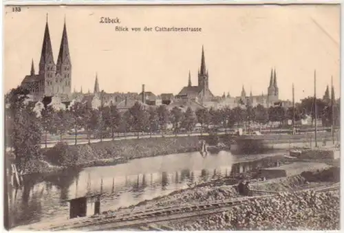 08716 Ak Lübeck Blick von der Catharinenstraße 1908