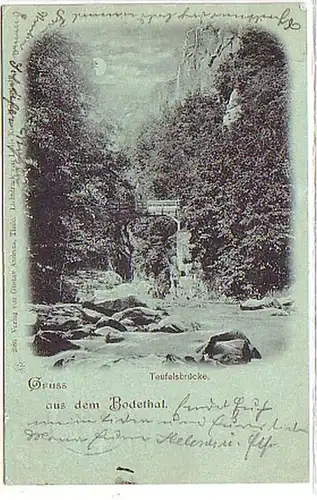 08710 Mondscheinkarte Gruß aus dem Bodethal 1900