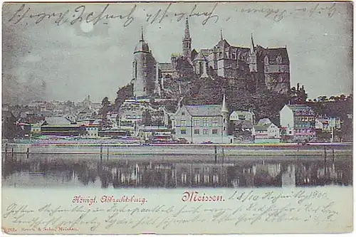 08708 Mondscheinkarte Meißen Königl. Albrechtsburg 1899