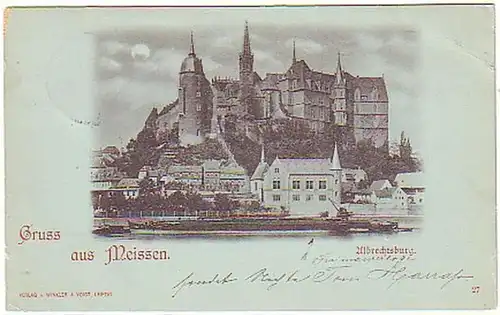 08707 Mondscheinkarte Gruß aus Meißen Albrechtsburg