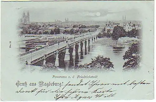 08703 Mondscheinkarte Gruß aus Magdeburg 1898