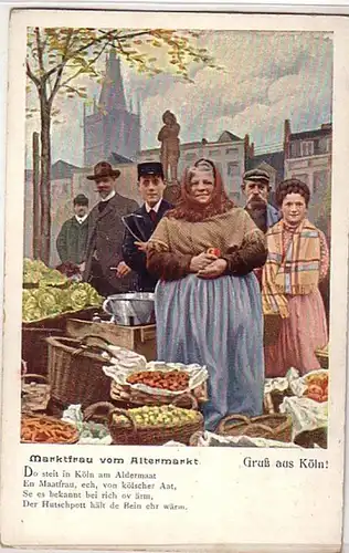 08694 Ak Gruß aus Köln "Marktfrau vom Altermarkt"um1900