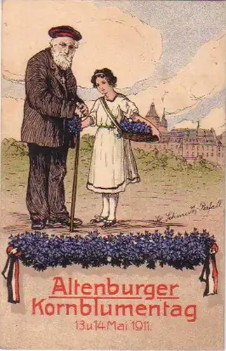 08691 Ak Lithographie Altenburger Kornblumentag 1911