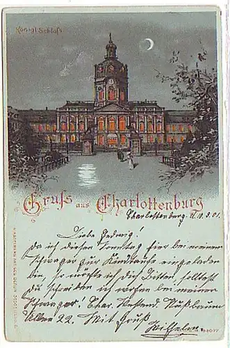 08688 Mondscheinkarte Gruß aus Charlottenburg 1901