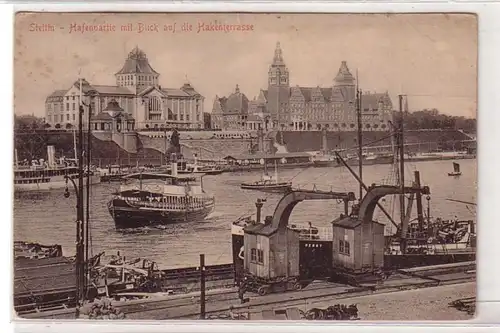 08647 Ak Szczecin Partie du port et terrasse à crochets vers 1910