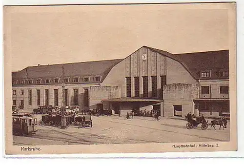 08626 Ak Karlsruhe gare centrale Mittelbau vers 1930