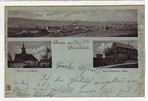 08621 Mondscheinkarte Gruss aus Griessbach 1900