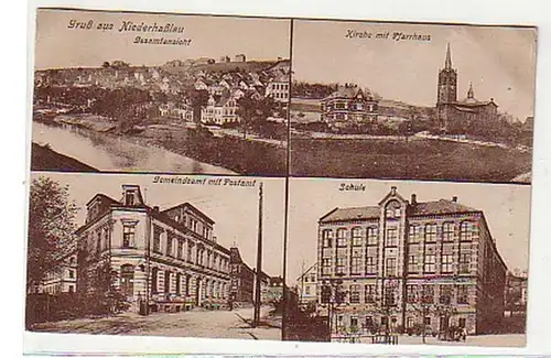 08603 Ak Gruß aus Niederhaßlau Postamt usw. 1935