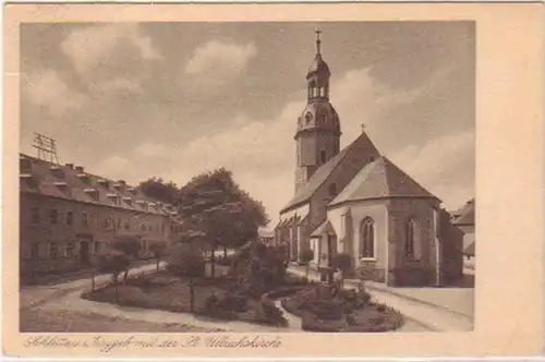 08593 Ak Schlettau im Erzgebirge St. Ulbrichskirche 1924