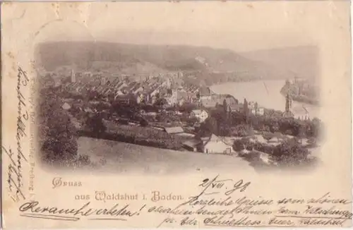 08592 Ak Gruss de Waldshut en Baden Vue totale 1898