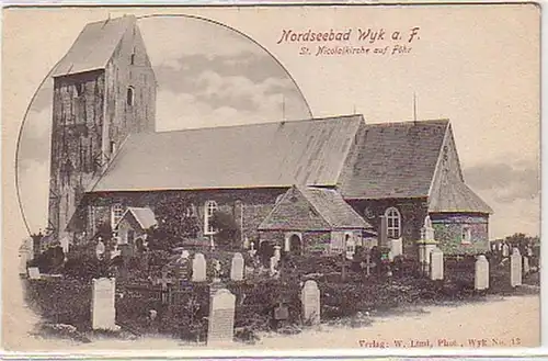 08582 Ak Wyk auf Föhr St. Nicolaikirche um 1900