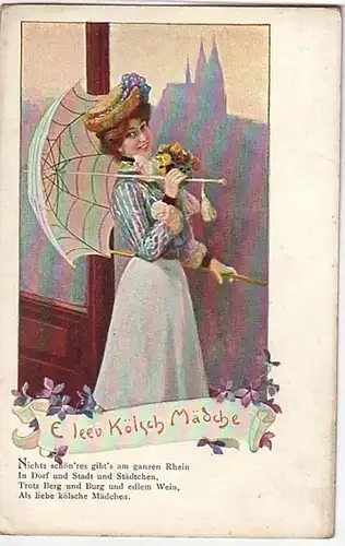 08578 Ak Gruß aus Köln "E leev Kölsch Mädche" um 1900