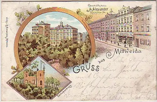08547 Ak Lithographie Gruss aus Mittweida 1898