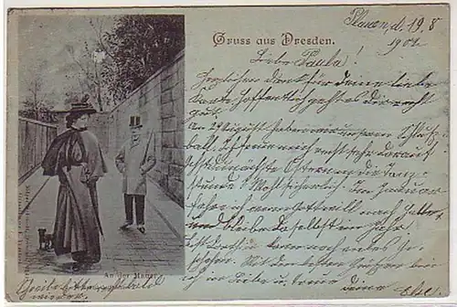 08541 Ak Gruss aus Dresden an der Mauer 1902