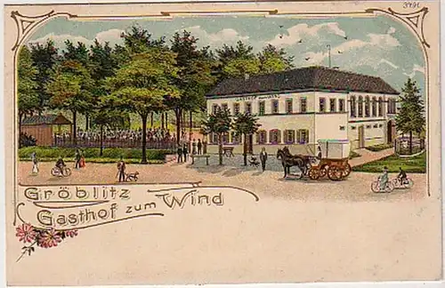 08538 Ak Lithographie Gröblitz Gasthof au vent 1916