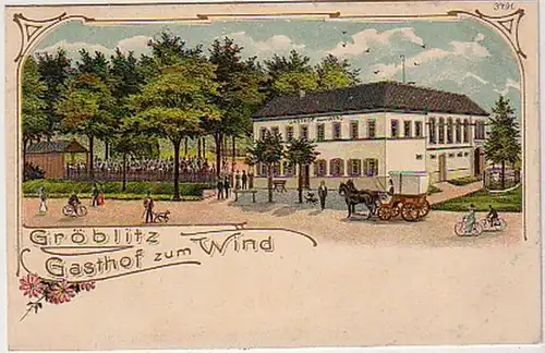 08538 Ak Lithographie Gröblitz Gasthof zum Wind 1916