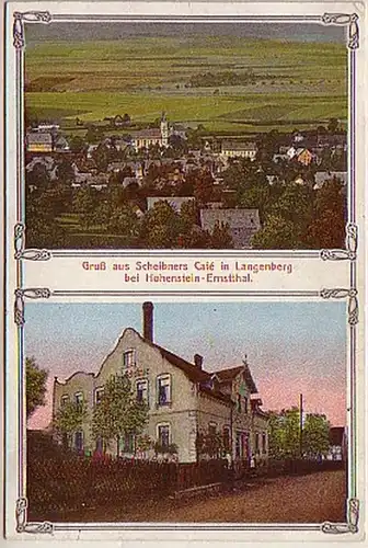 08536 Ak Salutation de Scheibners Cafe à Langenberg 1916