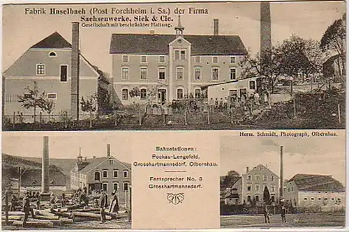 08531 Ak Fabrik Haselbach de la société Sachsenwerke 1915