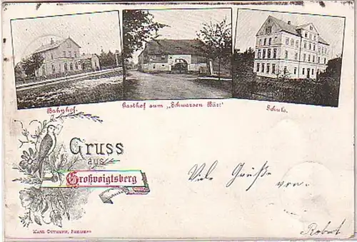 08523 Ak salutation de la gare de Gross Voigtsberg, etc. 1900