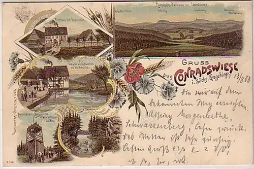 08518 Ak Lithographie Salutation de Conradswiese dans l' Erz.1900