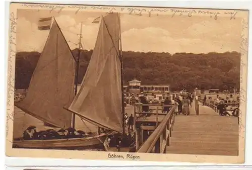 08498 Ak Göhren Rügen Segelboot am Steg 1924