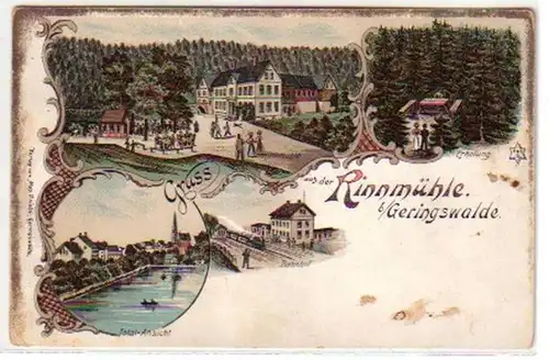 08471 Ak Lithographie Gruß aus der Rinnmühle um 1900