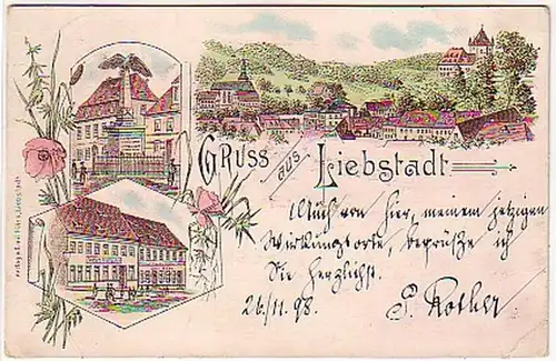 08438 Ak Lithographie Gruß aus Liebstadt 1898