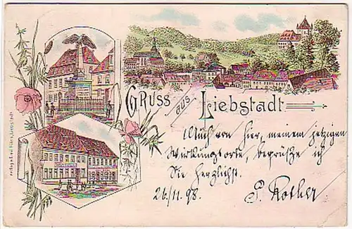 08438 Ak Lithographie Salutation de Liebstadt 1898